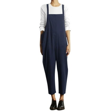 Abetteric Womens Long Sleeve Pure Baggy with Pockets Jumpsuit Trousers Abetteric Womens Long Sleeve Pure Baggy with Pockets Jumpsuit Trousers
